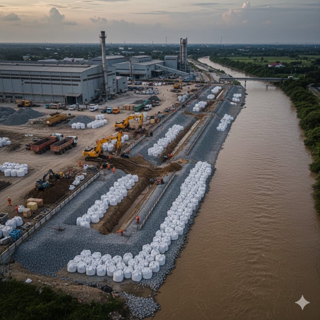 Sistem drainase dengan jumbo bag