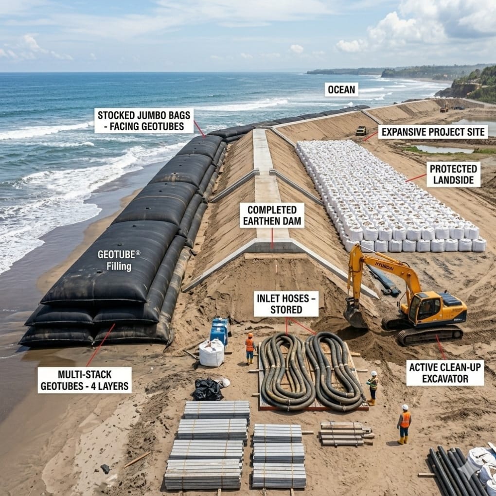 Pemasangan geo tube dan jumbo bag