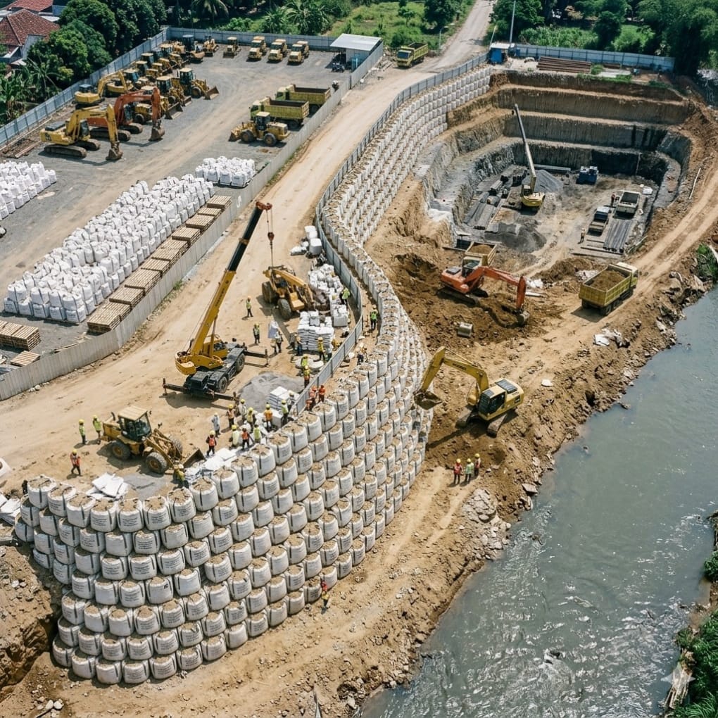 Jumbo bag pengganti dinding beton